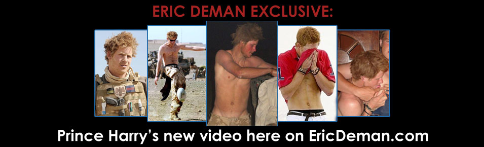 5 Different pictures of Prince Harry in army uniform, licking mans nipples and sexy hot torso.