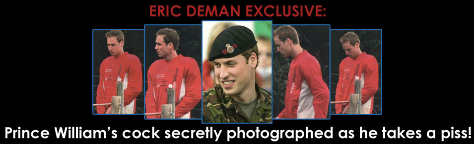 5 Different pictures of Prince William taking his cock out and having a piss.